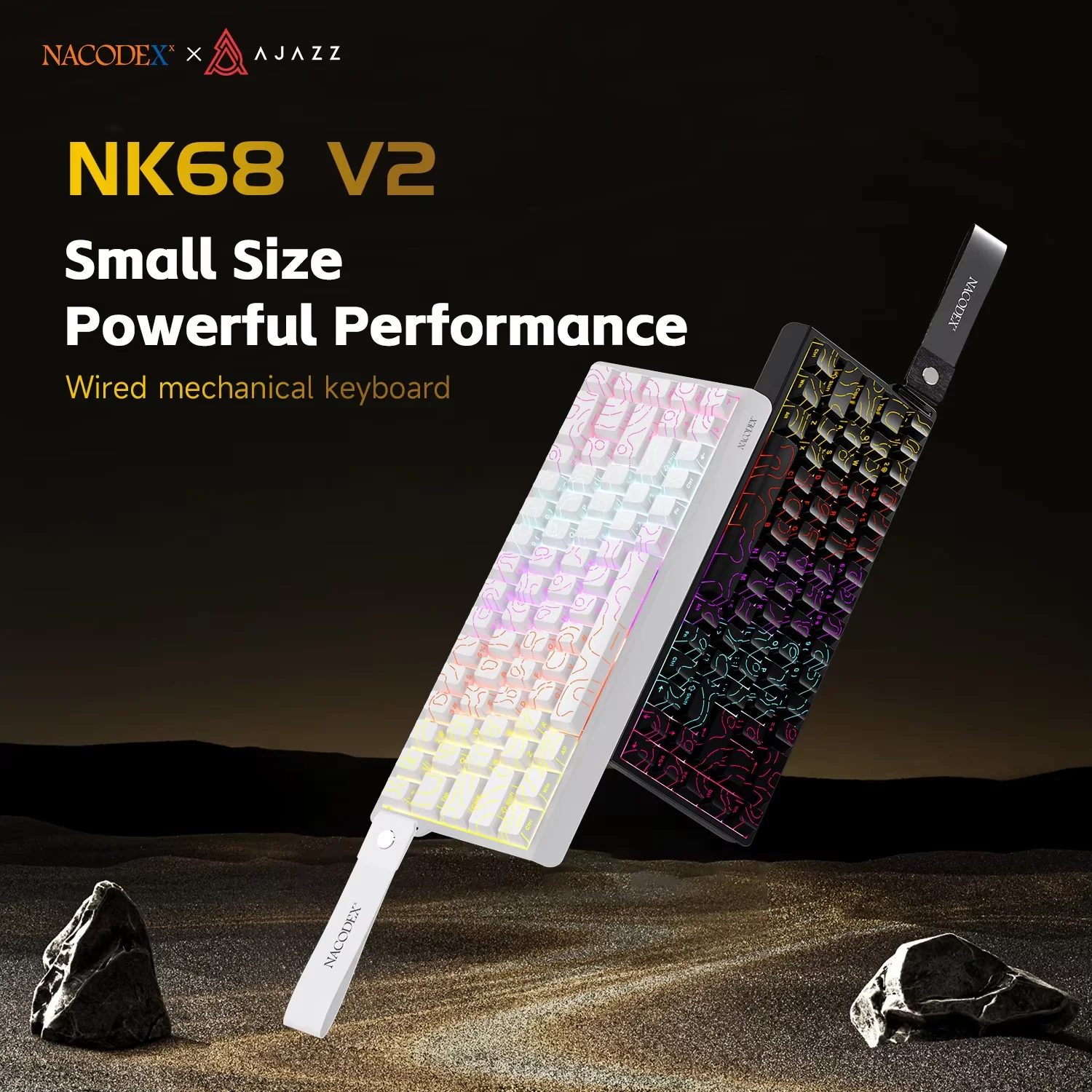 AJAZZ NK68 V2 유선 기계식 키보드 플러그 앤 플레이 65% 레이아웃 디자인 슬리브 핫 68키 키보드 PC용 다채로운 백라이트