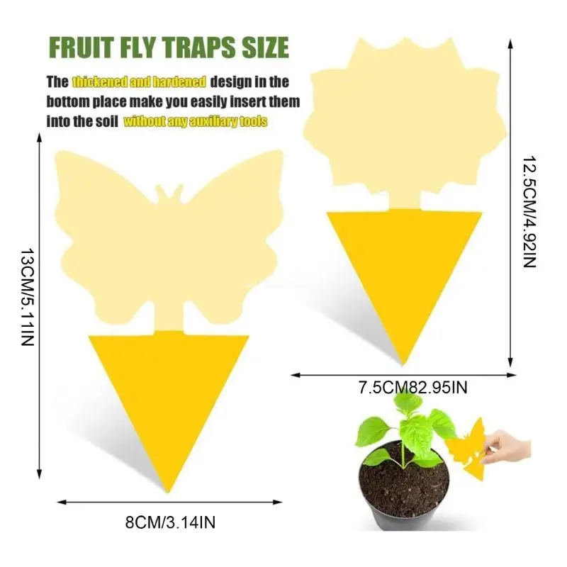 48Pcs Yellow Sticky Insect Traps Dual-Sided Sticky Fruit-Fly Trap  Houseplant Gnats Traps Indoor Fruit-Fly Stakes Trap Dropship