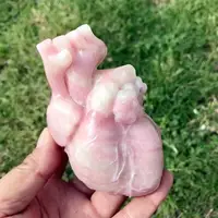 10CM Natural Pink Opal Heart Carving Crystal Love Healing Fengshui Gemstones Home Decoration Holiday Gift 1pcs 1