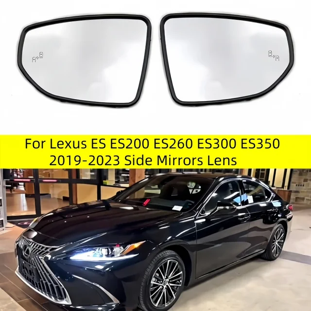 สําหรับ Lexus ES ES200 ES260 ES300 ES350 2019-2023 กระจกมองข้างเลนส์ประตูด้านหลังดูกระจกสีขาวแก้วความร้อน Blind Spot 1