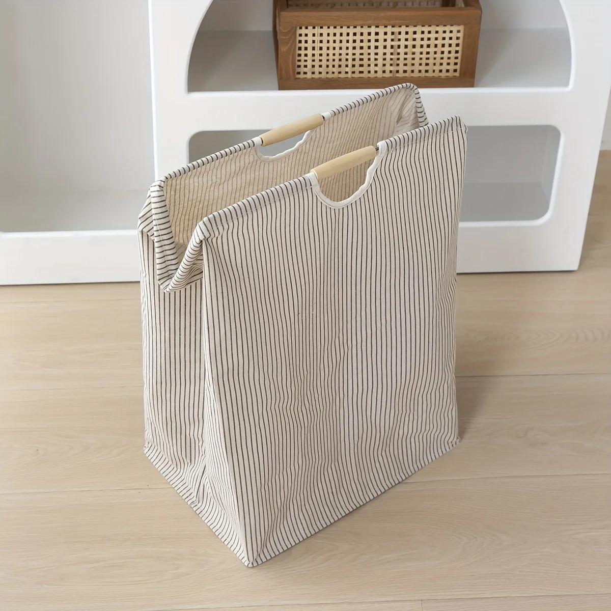 Polyester Cotton Canvas Storage Box & Clothing Organizer Bags - Large Capacity Foldable Wardrobe Storage Baskets for Home Closet