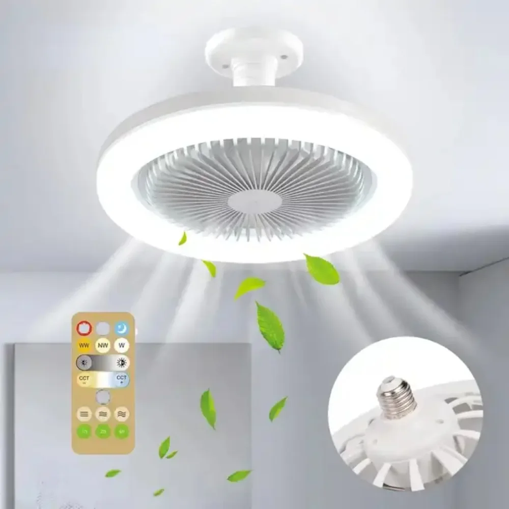 LED Ceiling Fan with Lighting Lamp Remote Control Aromatherapy Fan Lamp Suitable for E27 Converter for Bedroom Living