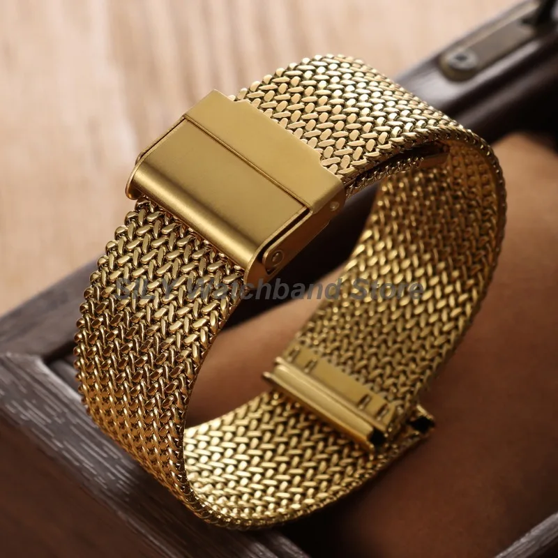 Elegant Milanese Mesh Stainless Steel Watchband Strap - Silver, Black, Rose Gold