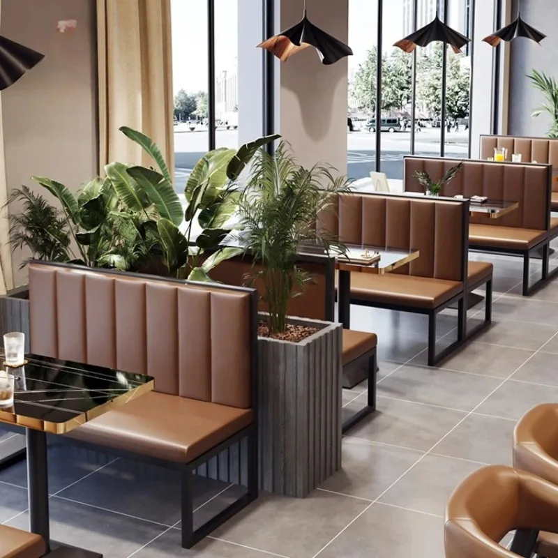 Luxury Hotel Chinese square Coffee Tea Shop Marble Commercial Cafe Restaurant Furniture Booth Seating Table Chair Set