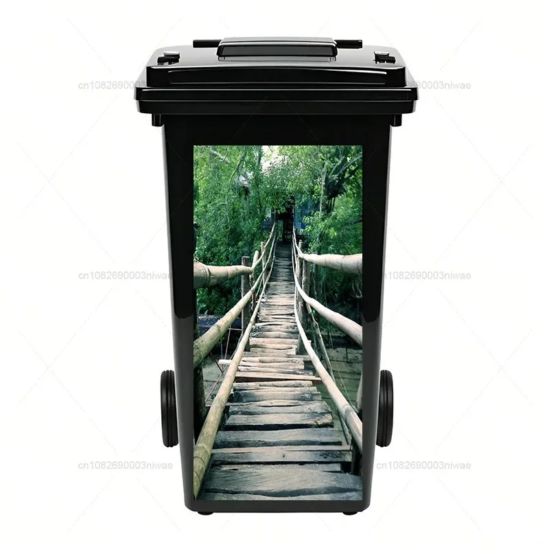 Trash Can Sticker Plant landscape painting trash can stickers outdoor trash can stickers PVC waterproof decorative stickers