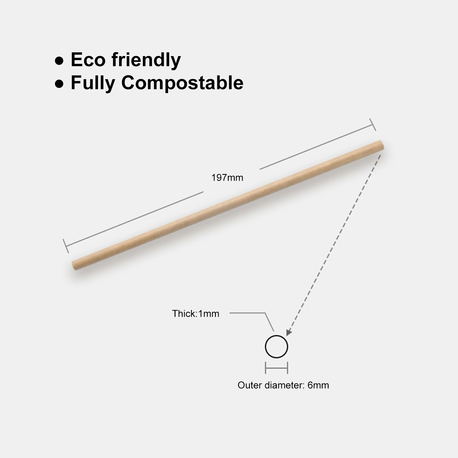 100 Pcs Disposable Straws Compostable Biodegradable Straws 7.75 in Long for Coffee House Diner Or Home for Party Travel