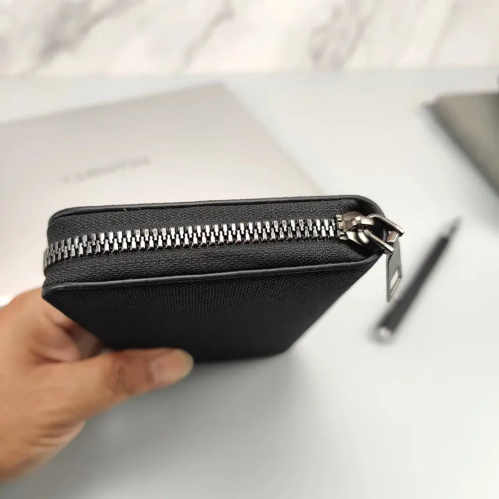 Men Long Zipper Wallet Large Capacity Multi-card Business Canvas Hand-held Wallet Urban Simple Style Daily Match