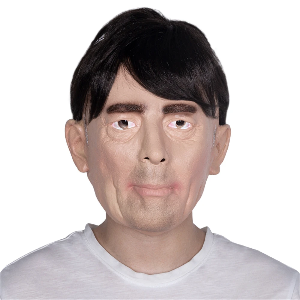Football Coach Joachim Loew Latex Mask Halloween Cosplay Party Costume Head Cover Tricky Headgear Role-playing Props
