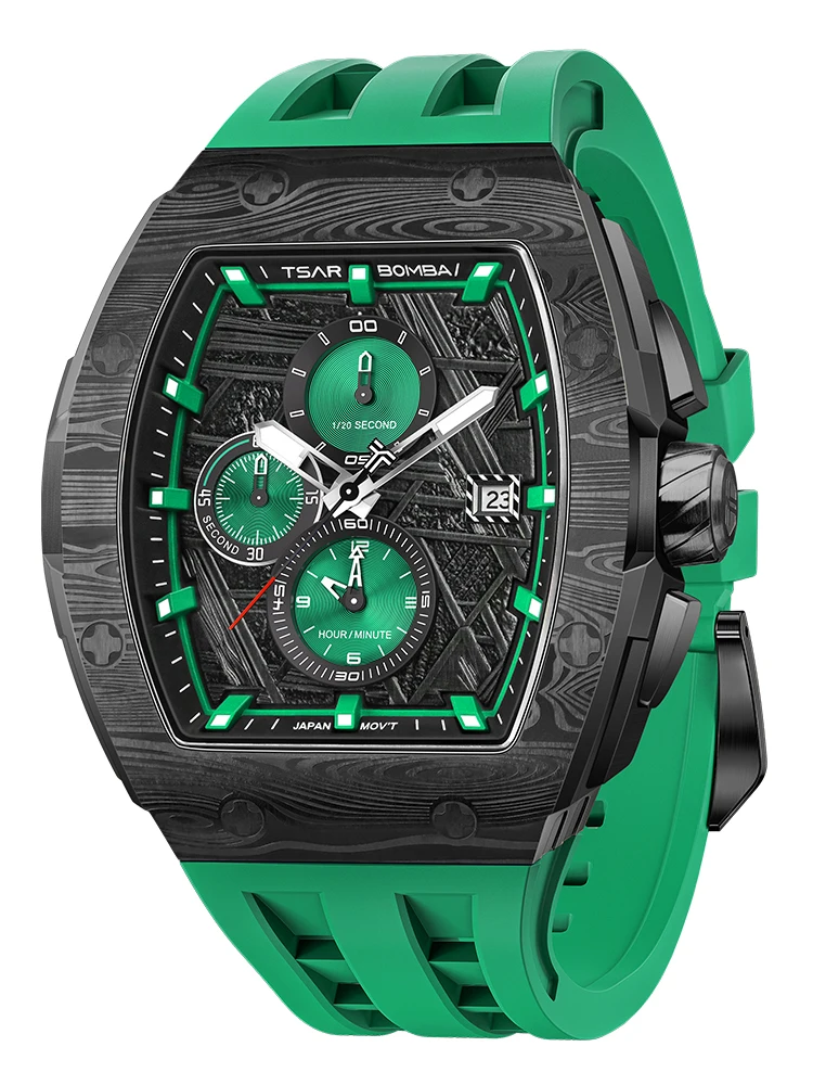 TSAR BOMBA Set di orologi automatici intercambiabili Orologio da polso meccanico per uomo Orologi quadrati in fibra di carbonio Regalo di Natale da uomo  1511