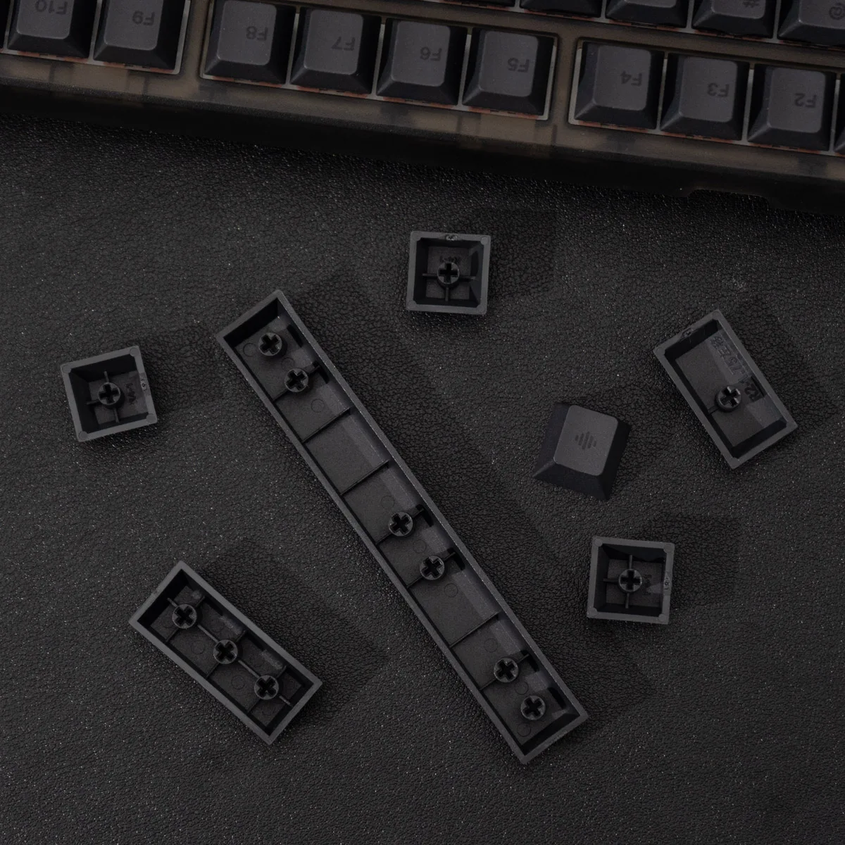 PBT Keycaps para teclado mecânico, Carbon Black,Opaque Dark Legends, Perfil cereja