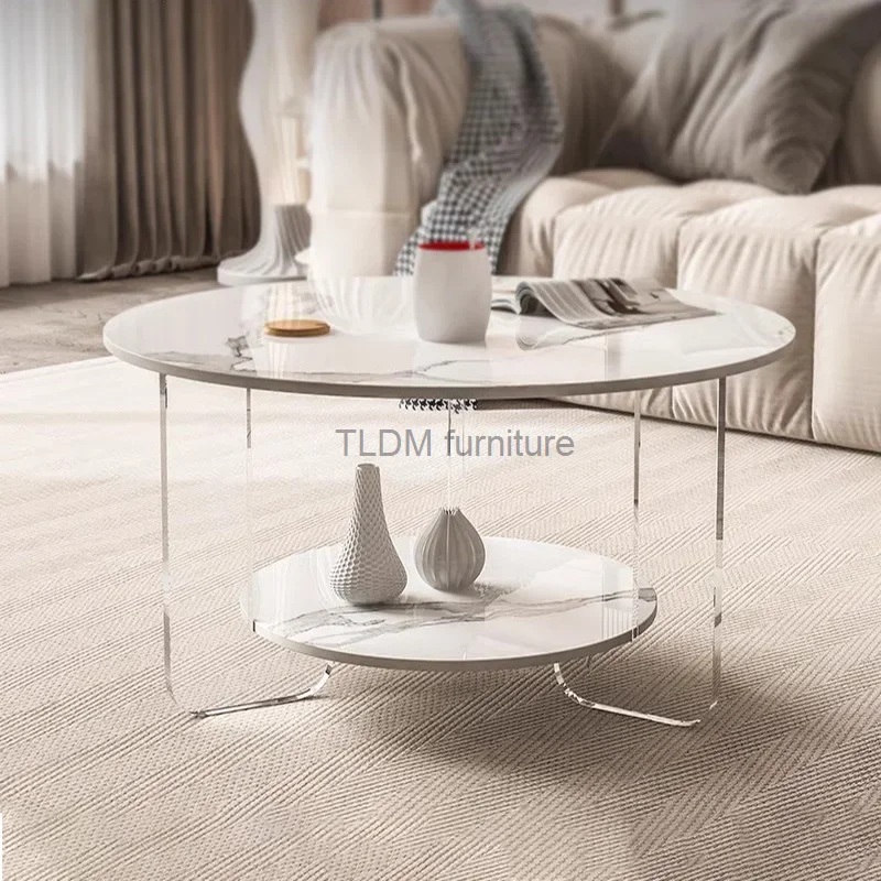 

Round Luxury Coffee Table Modern Dressers Nordic Floor Acrylic Coffee Table Couch Storage Stoliki Kawowe Living Room Furniture