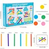 Kids Rainbow Stick Puzzle Montessori Toys Color Sensory Logical Thinking Matching Games Children Early Educational Wooden Toys 6