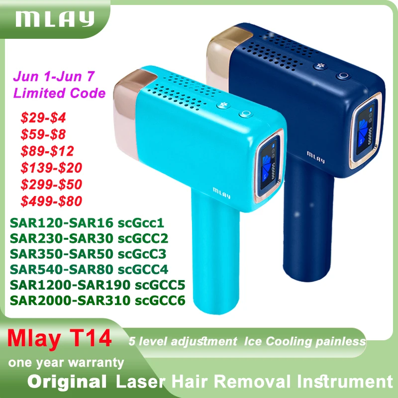 

MLAY T14 Laser Hair Removal IPL Laser Epilator ICE Cold 500000 Flashes 3IN1Automat Home use For Women Men Body Depilador a laser