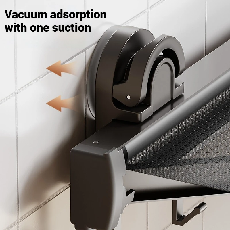 Multifunctional Folding Wall-mounted Clothes Drying Net With Suction Cup Retractable Punch-free Balcony Shelves Hanger Net 3