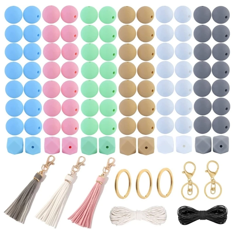 

96Pcs/Pack Silicone Beads with Accessories for DIY Necklace Bracelet Jewelry New Dropship