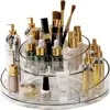 360 Rotating Makeup Organizer, Lazy Susan Turntable Cosmetics Storage Tray, 2 Layers Round Spinning Holder Organizer Case for 1