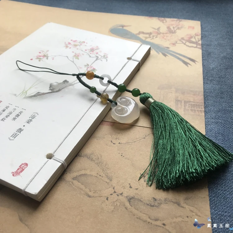 Jade Ancient Style Chalcedony Jade Tassel Accessories Fan Pendants Flute Pendant Sword Tassel Cheongsam Lappet Pendant