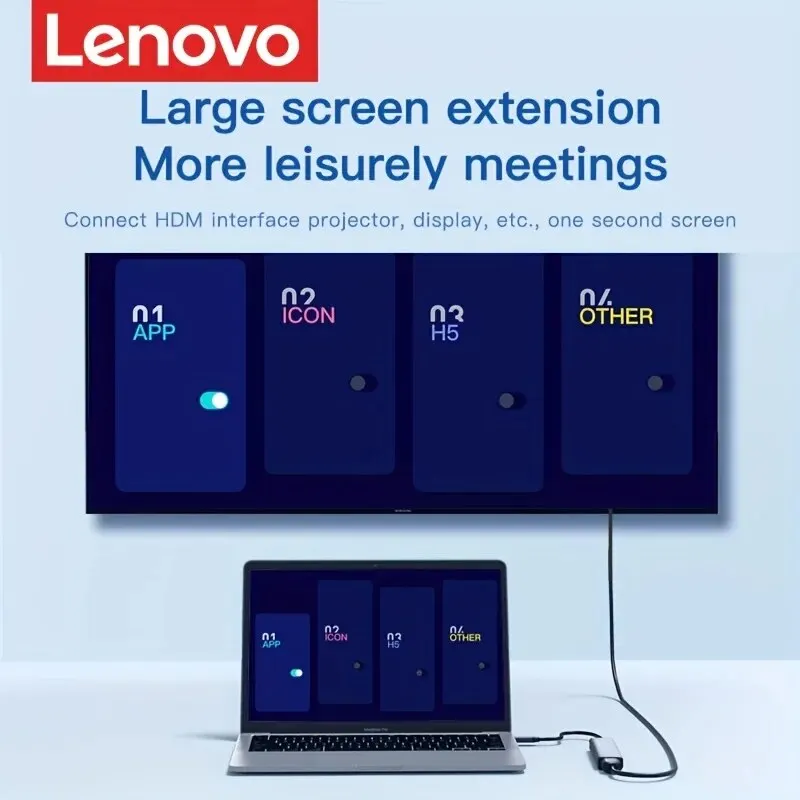 Usb hub adapter Lenovo 5 in 1 USB C Hub 4K HDMI 100W Power Delivery 3 USB-A Data Ports Multiport Adapter MacBook Pro/Air