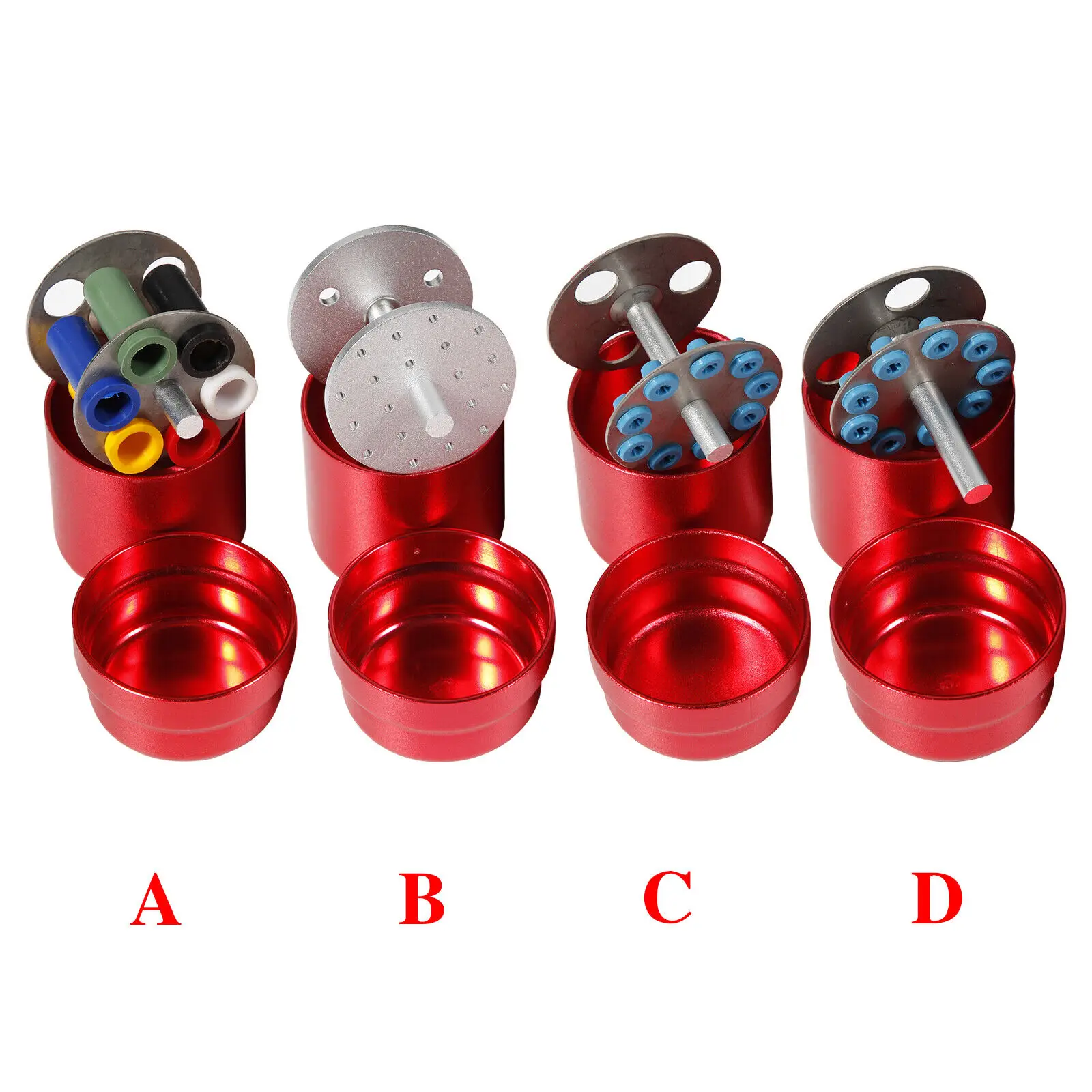 

Dental Bur Holder Block with Cover Autoclave Disinfection Box 20/9/6 Holes For High & Low Speed Red Color