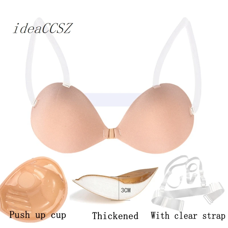 Sexy Push Up Silicone Bras Women Invisible Strap Backless Solid Bralette  Ladies Seamless Bras Self-Adhesive