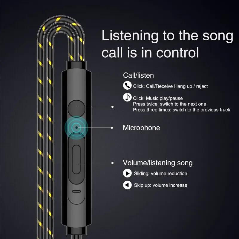 Explosive Double Moving Coil Headphones In Ear Subwoofer Cross Border Wire Controlled Fever Hifi Headphones With Shocking Sound 5