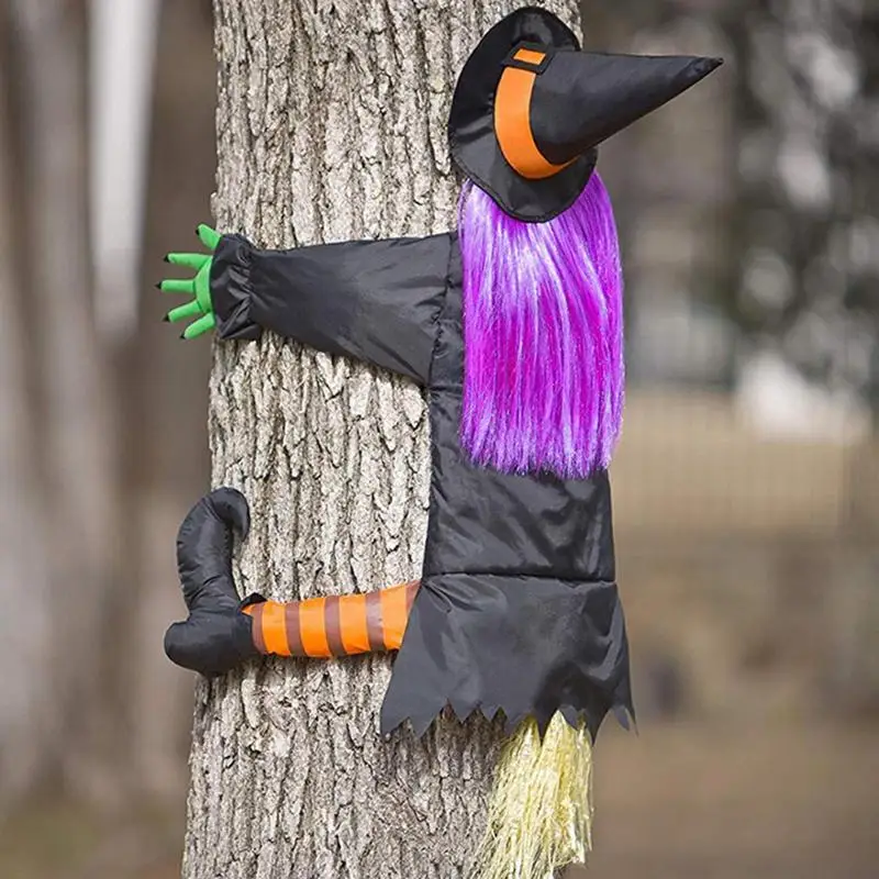 CrashingWitchIntoTreeHalloweenDecorationsOutdoorCrashedWitch
