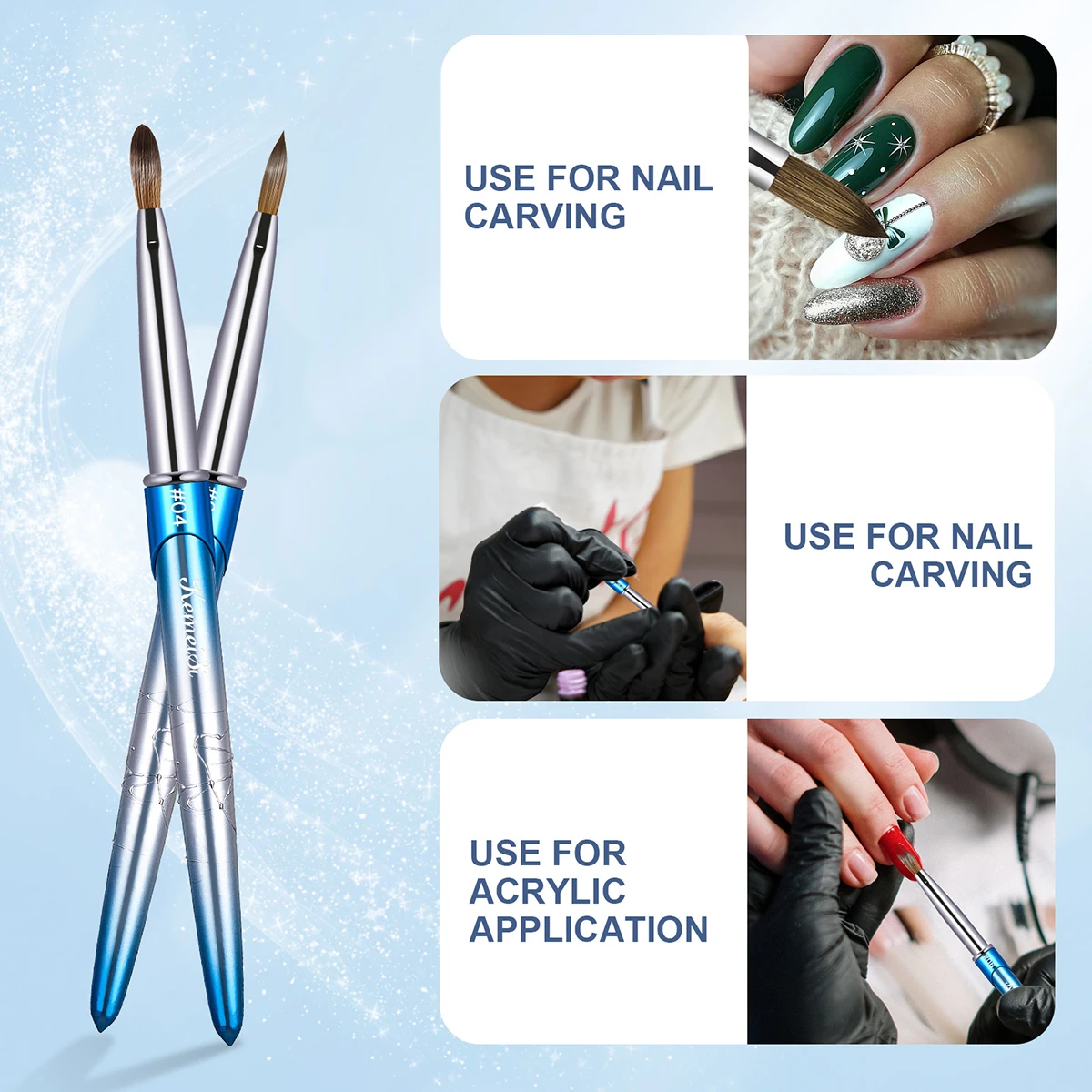 KEMEISI 100% Pure Kolinsky Nail Art Brushes Sturdy Handle Oval Shaped Acrylic Powder Nail Design Tools for Professional Manicure 2