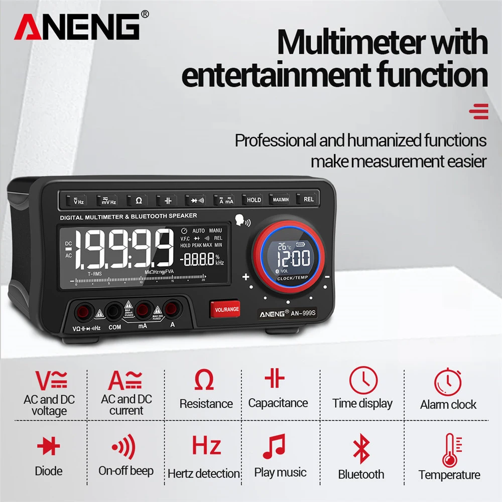 ANENG AN-999S Desktop Voice Digital Multimeter Professional Bluetooth 19999 Counts True RMS DC/AC Voltage Current Tester