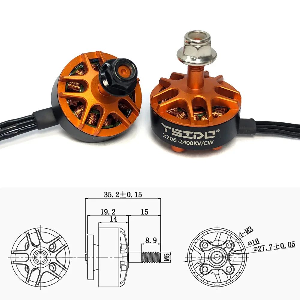 Ysido-無線制御ブラシレスモーター,モデル2206 2400kv 2-6s,emax