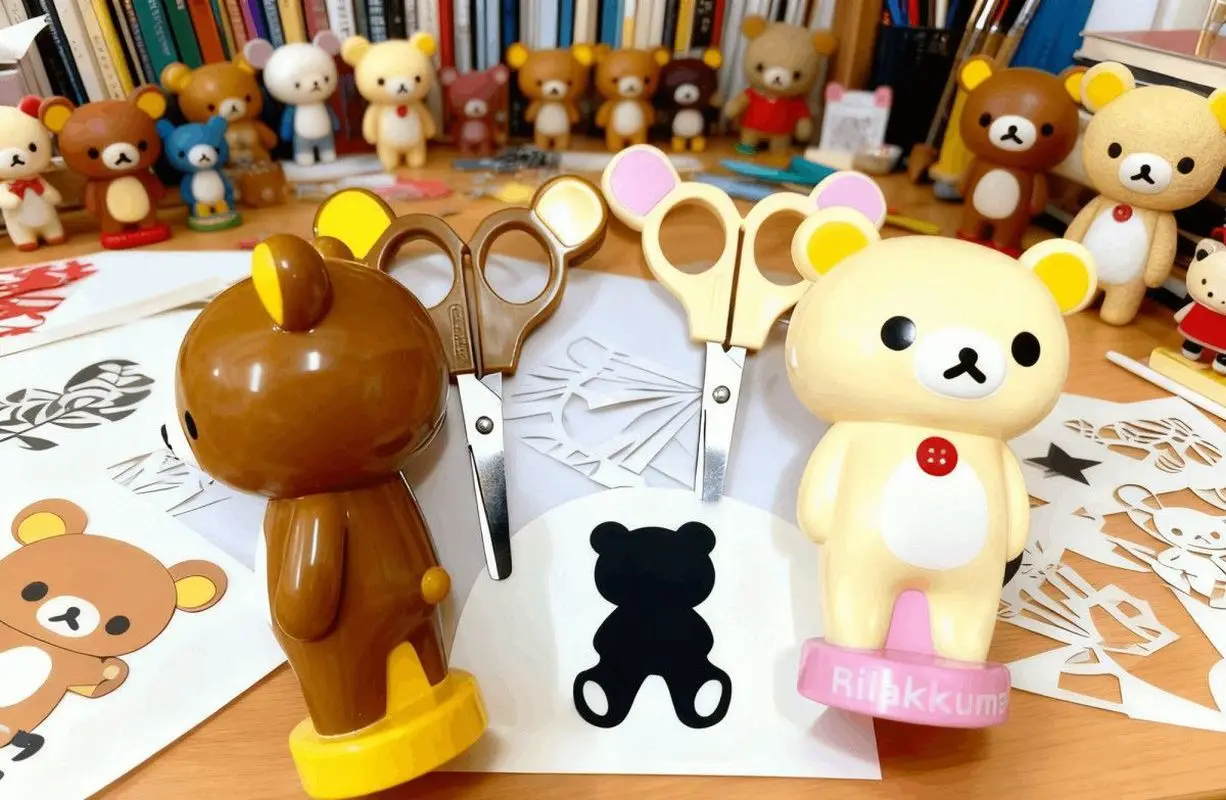 새로운 리락쿠마 대형 빈티지 가위 휴대용 날카로운 칼날 귀여운 곰 모양의 절단 도구 사무실 수공예 Diy 프로젝트용
