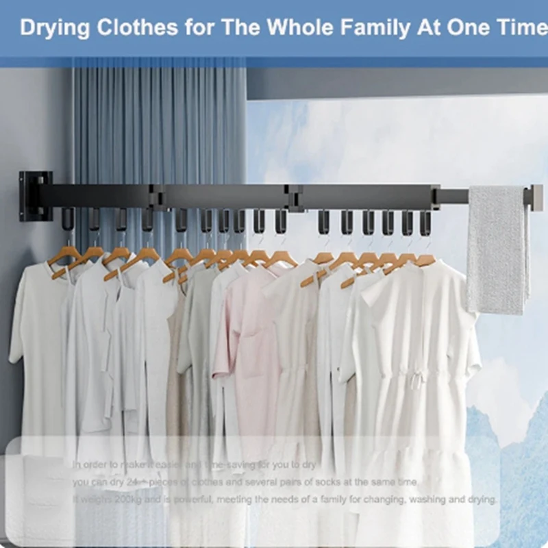 Wall-Mounted Foldable Aluminum Alloy Clothes Drying Rack Perfect For Balcony Bedroom Kitchen Living Room 6