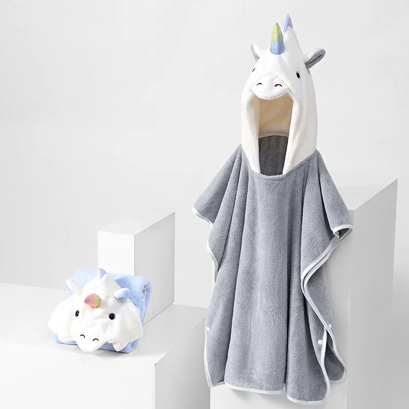 

Cartoon Unicorn Beach Towel Quick Dry 70x140cm Soft Microfiber Hooded Cloak Kids Bath Towels Poncho Bathrobe for Swim Surf