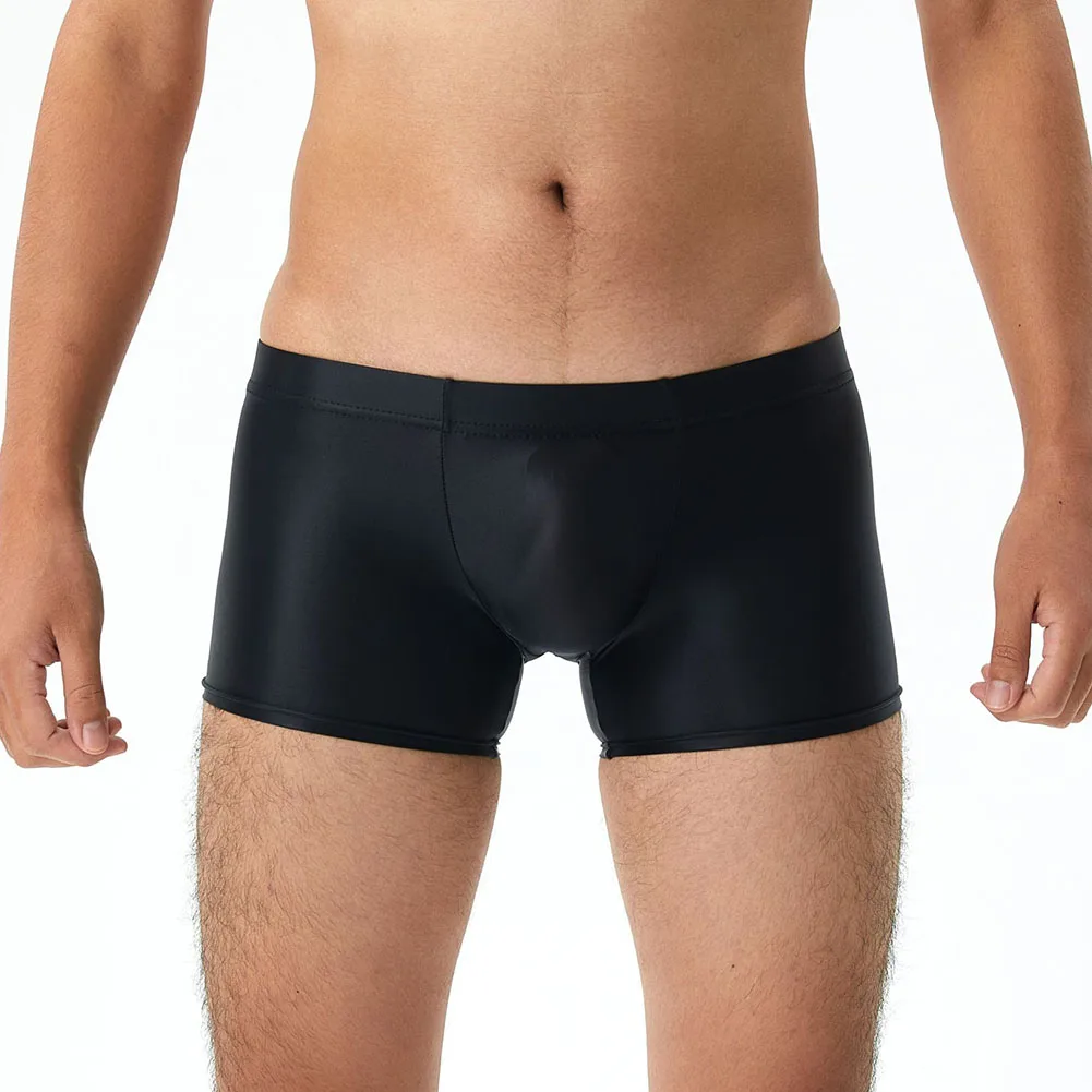 

Fashion Men's Shiny Glossy Boxers Shorts Smooth Bottoms See Through Trunks Men U-Convex Pouch Panties Underwear Briefs
