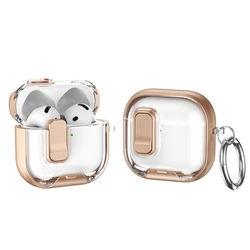Rainbow Color Transparent Shockproof Headphone Case with Stand and Locking Closure - Airpods4 (Rose Gold)
