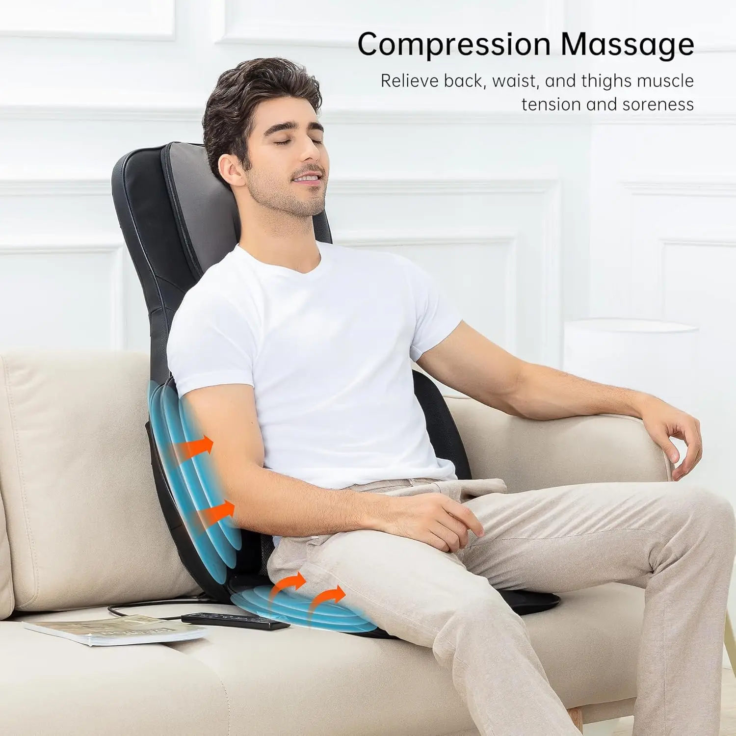 Neck and Back   with Heat, Full Body Massage Chair Pad with Compression, Shiatsu Kneading Seat Portable, Seat Mas 5