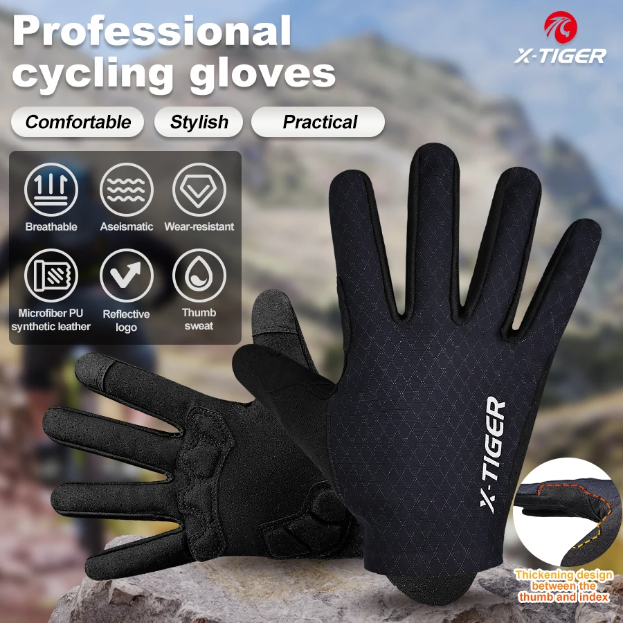 X-TIGER Mountain Bike Gloves Men's Biking Mittens Full Finger Gloves Exercise Workout Gloves for Cycling Gym Motorcycle Rowing 2