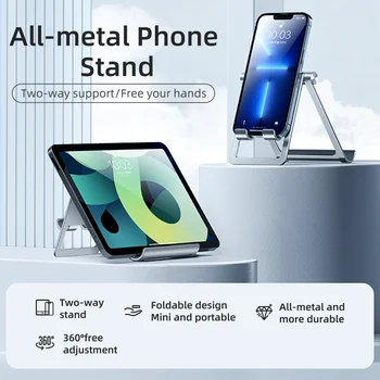 ROCK Mini Metal Desktops Tablets Holder for Samsung Xiaomi Huawei iPad iPhone Adjustable Foldable Two Way Bracket Phone Holder