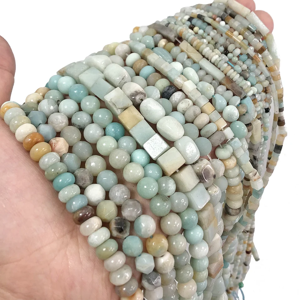 40 tipi di perline colorate di amazzone, pietra naturale, rondelle, colonna cubica, perline sfuse per la creazione di gioielli, accessori per braccialetti con ciondoli fai da te  36