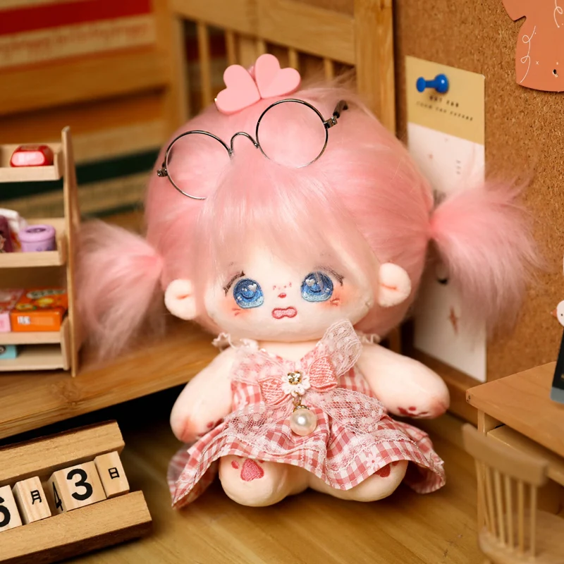 thumbnail image 1 of Muñeca de algodón de peluche para niños, muñeco de 20cm con forma de estrella, peluches de bebé, sin atributos, chica de pelo rosa, juguetes para Fans, regalo de colección, 1 of 4