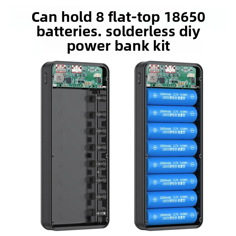 8*18650 파워 뱅크 케이스 배터리 박스 홀더 듀얼 USB 타입 C 충전 쉘 무선 충전기 캠핑 라이트 포함 아이폰 화웨이용