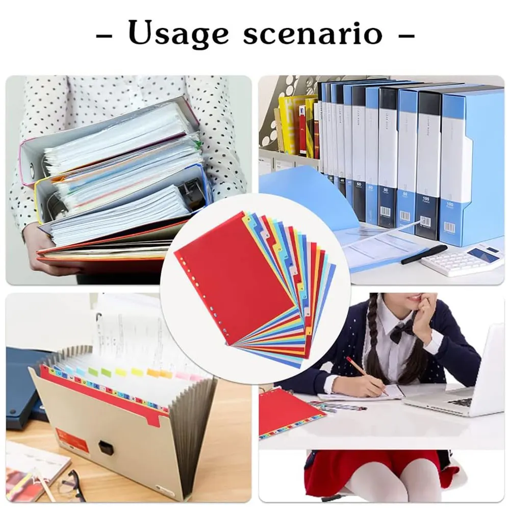 10/21pcs binder dividers, 1-10 numbers, A-YZ letters label notebook dividers, suitable for 2/3/4/11 ring binders. - 6