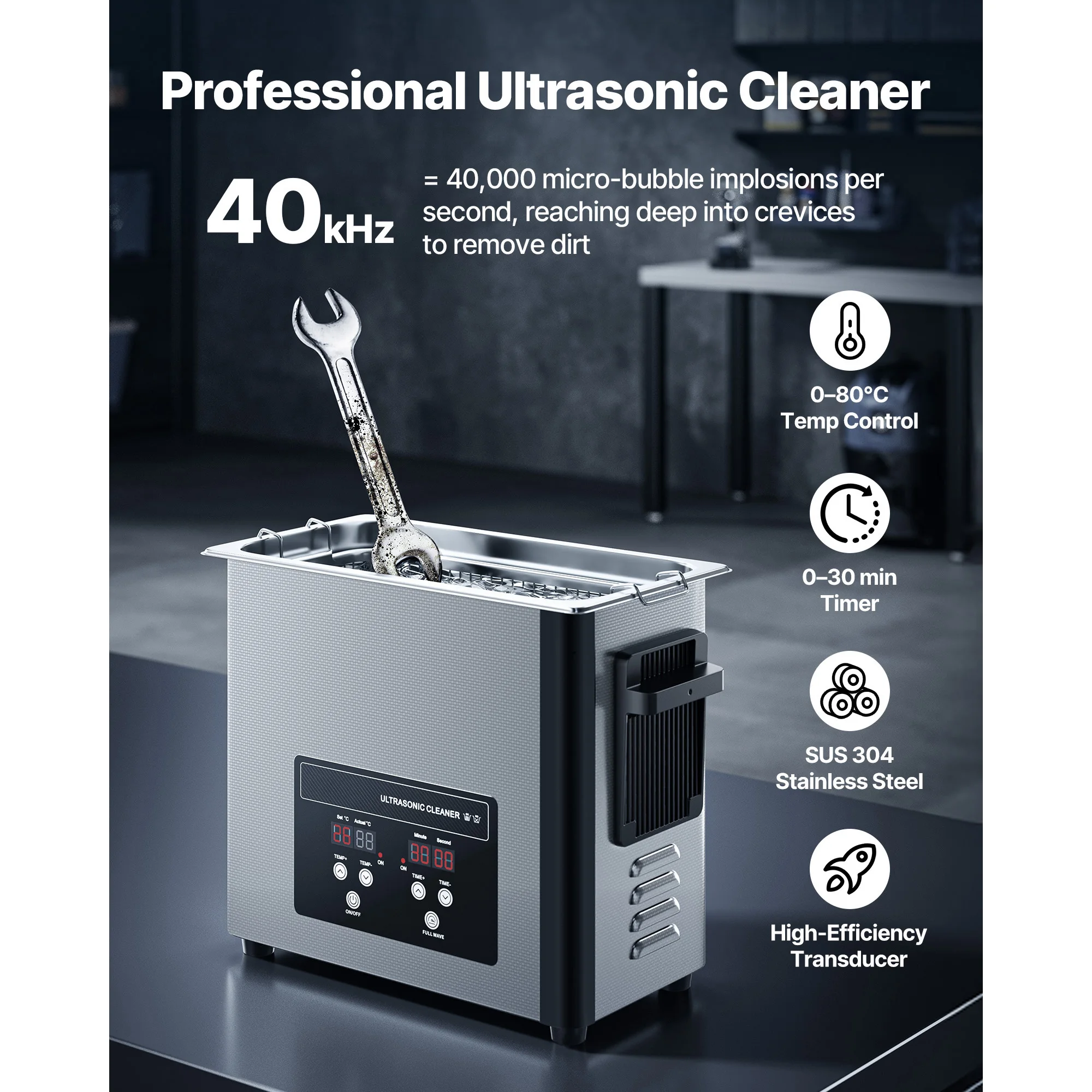SucceBuy 6L 10L 15L 30L Ultrasonic Cleaner Stainless Steel Ultrasonic Cleaning Bath Machine for Watches Razors Jewelry Coins 2