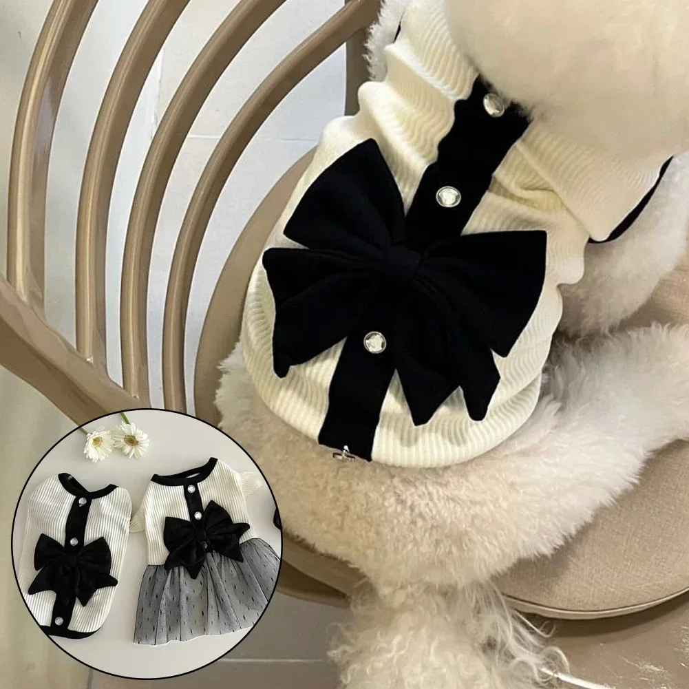 1P Dog Costume Dog Princess Dress Summer Clothes for Small Dogs Pet T-Shirt Black Lace Retro Puppy Skirt Chihuahua Bichon