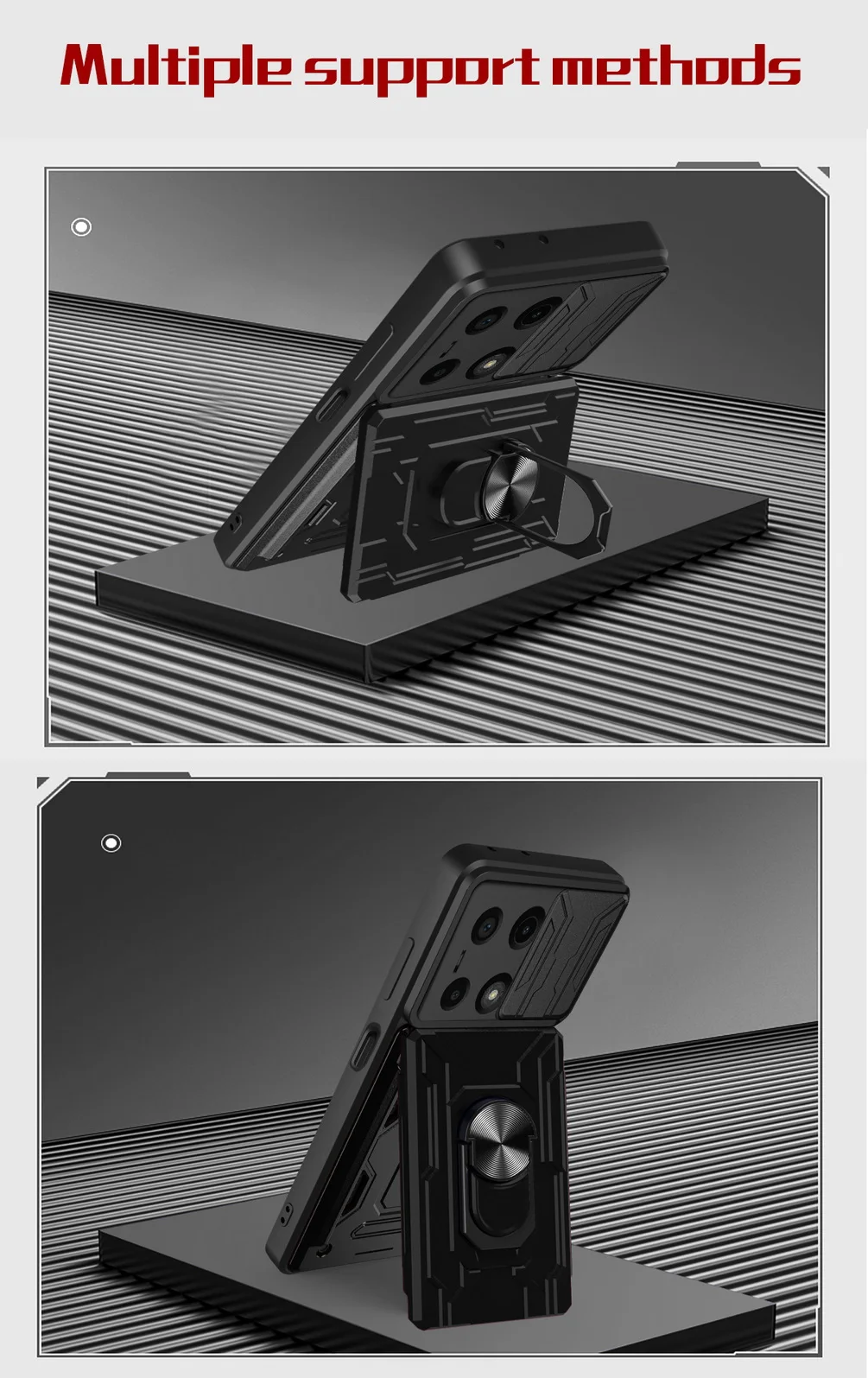 Card Slot Camera Protect Case with Armor Hybrid Ring Cover