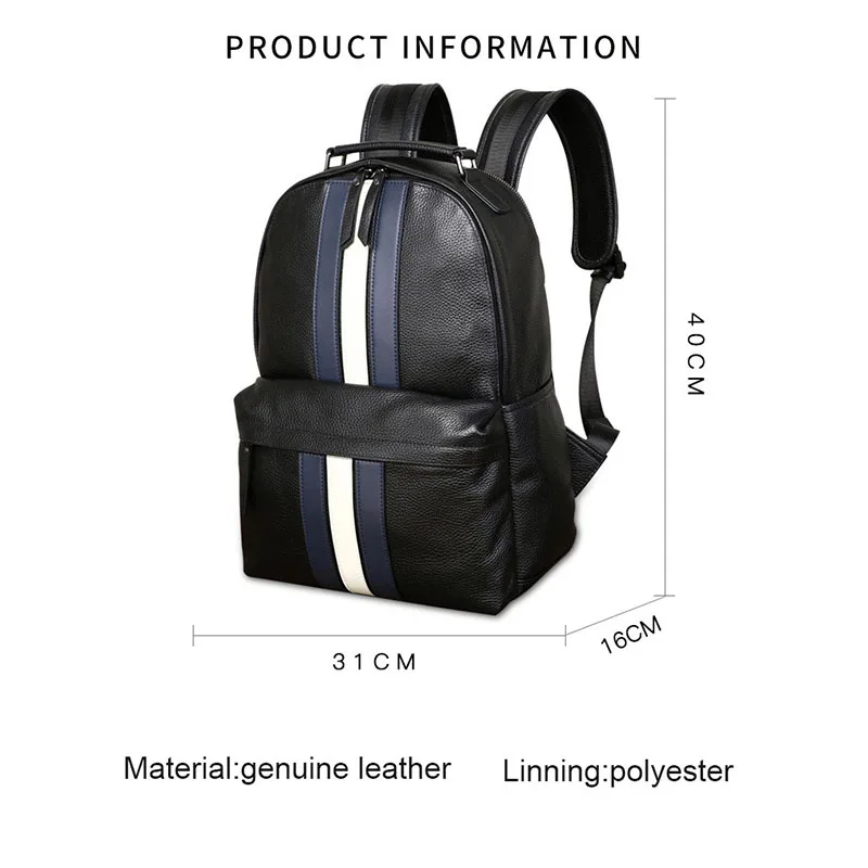 2024 New Design Fashion Men Backpack Brown Genuine Leather Laptop Backpack Schoolbag Boys Day Bag Pack Male Travel Bags Large 4