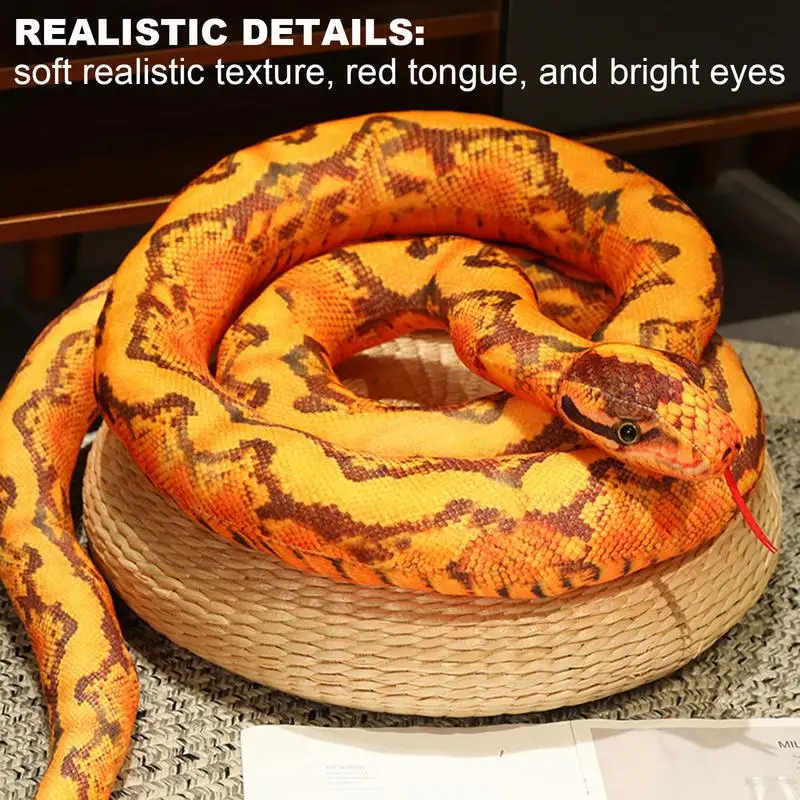 

110cm Simulation Python Plush Toy Stuffed Animal Giant Snake Python Doll Home Decor Realistic Python Throw Pillow Birthday Gifts
