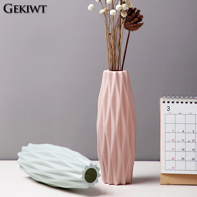 Diamond Pattern Plastic Smooth Vase Plants Basket Nordic Wedding Decorative Dining Durable for Living Room Bedroom Home Decora 4