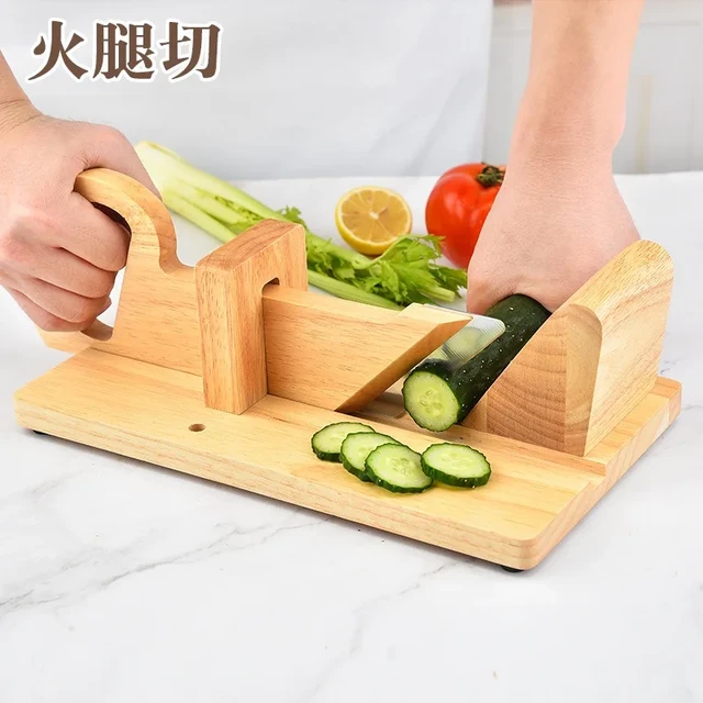 bamboo sausage slicer wood salami guillotine