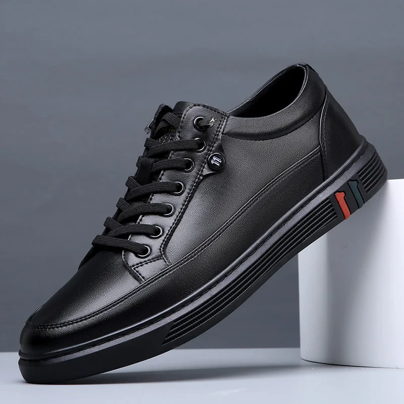 Genuine Leather Shoes Men Footwear Soft Leather Mens Casual Flat Black Brown