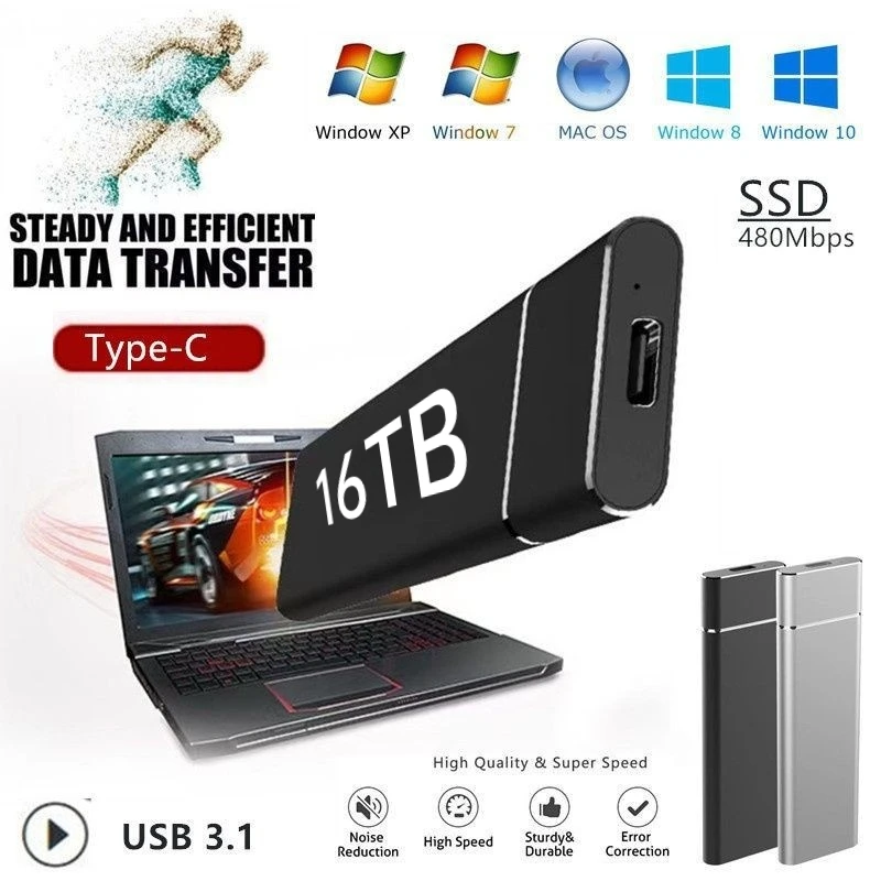 SSD Mobile Solid State Drive 8TB 1TB Storage Device Hard Drive Computer Portable USB 3.1 Mobile Hard Drives Solid State Disk